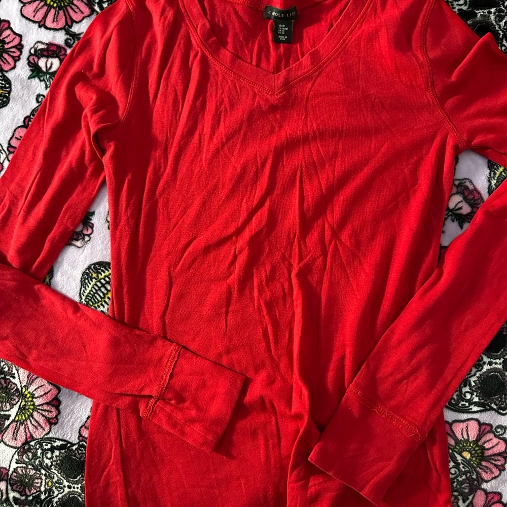 Carole Little Vibrant Red Long Sleeve Tee
